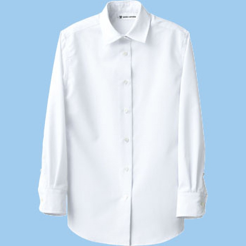 CH4489-0 シャツ・女・長袖 セブンユニフォーム 女性用 ストライプドビー ホワイト色 サイズ13  CH4489-0