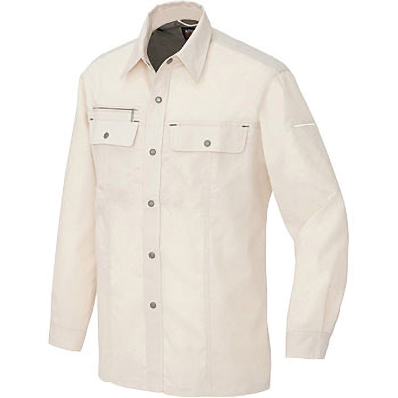 AZ5565 AZ-5565 エコサマー裏綿 長袖シャツ(薄地)(年間用) アイトス ベージュ色 3L着丈81cm