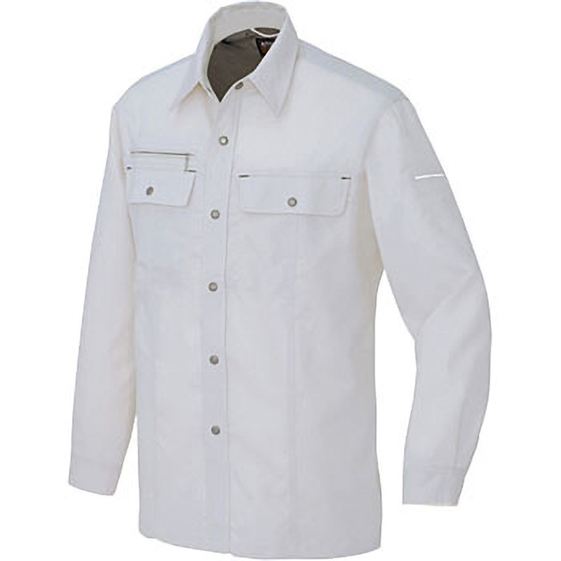 AZ5565 AZ-5565 エコサマー裏綿 長袖シャツ(薄地)(年間用) アイトス シルバーグレー色 3L着丈81cm