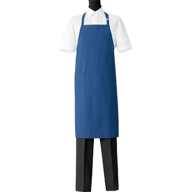 CT2503-1 胸当エプロン セブンユニフォーム ブルー色 前中心丈90cm
