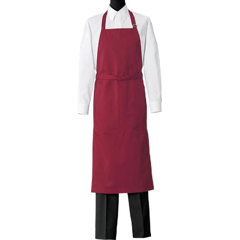 CT2517-2 胸当エプロン セブンユニフォーム ツイル ワイン色 フリーサイズ 前中心丈105cm  CT2517-2
