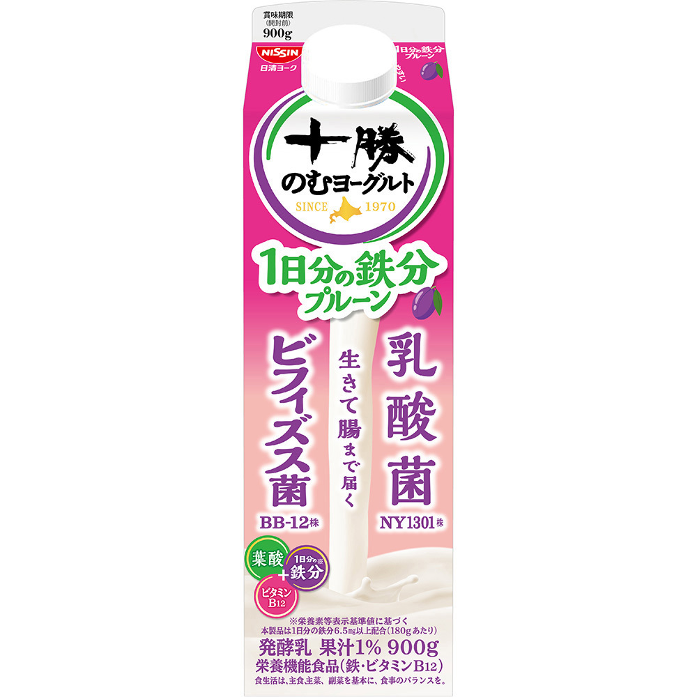 冷蔵]十勝のむヨーグルト 一日分の鉄分 1セット(900g×6本) 日清ヨーク