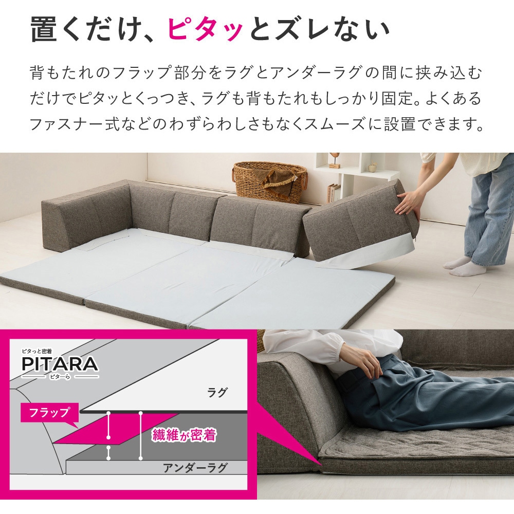 270623700 洗える ラグソファ 背もたれ付き 1セット 萩原 【通販