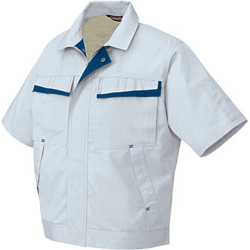 AZ5571 AZ-5571 ムービンカットEX 半袖ブルゾン(配色)(春夏用) アイトス 帯電防止 シルバーグレー×ロイヤルブルー色 L着丈65cm