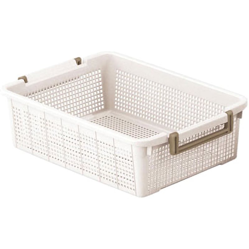 浅型(10個組) 積み重ねバスケット TENMA(天馬) アイボリー色 寸法540×376×160mm 1組(10個)