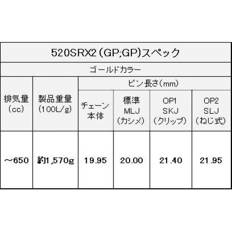 520SR-X2(GP；GP) 112L SKJ シールチェーン 520SR-X2 ゴールド