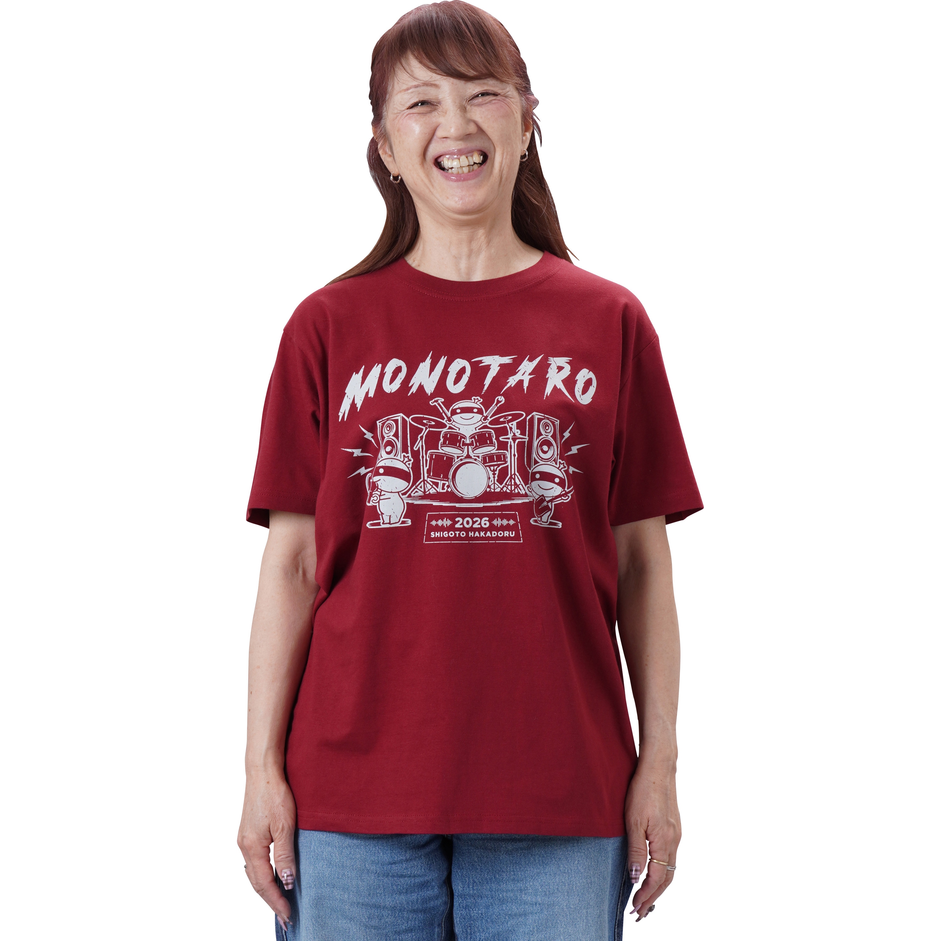 モノタロウTシャツ 2026 モノタロウ. 混率綿100% バーガンディ色 