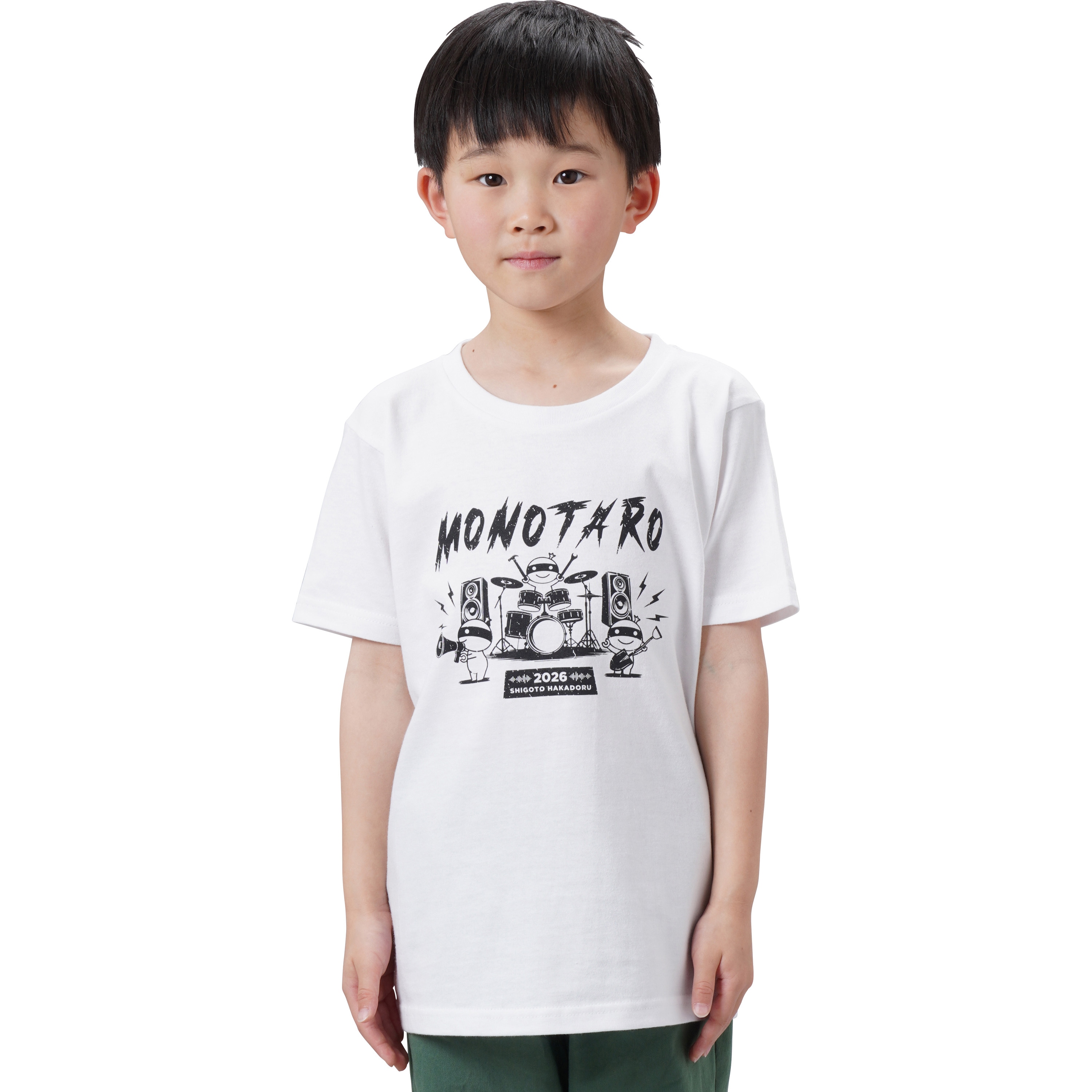 モノタロウTシャツ 2026 モノタロウ. 混率綿100% ホワイト色 サイズ