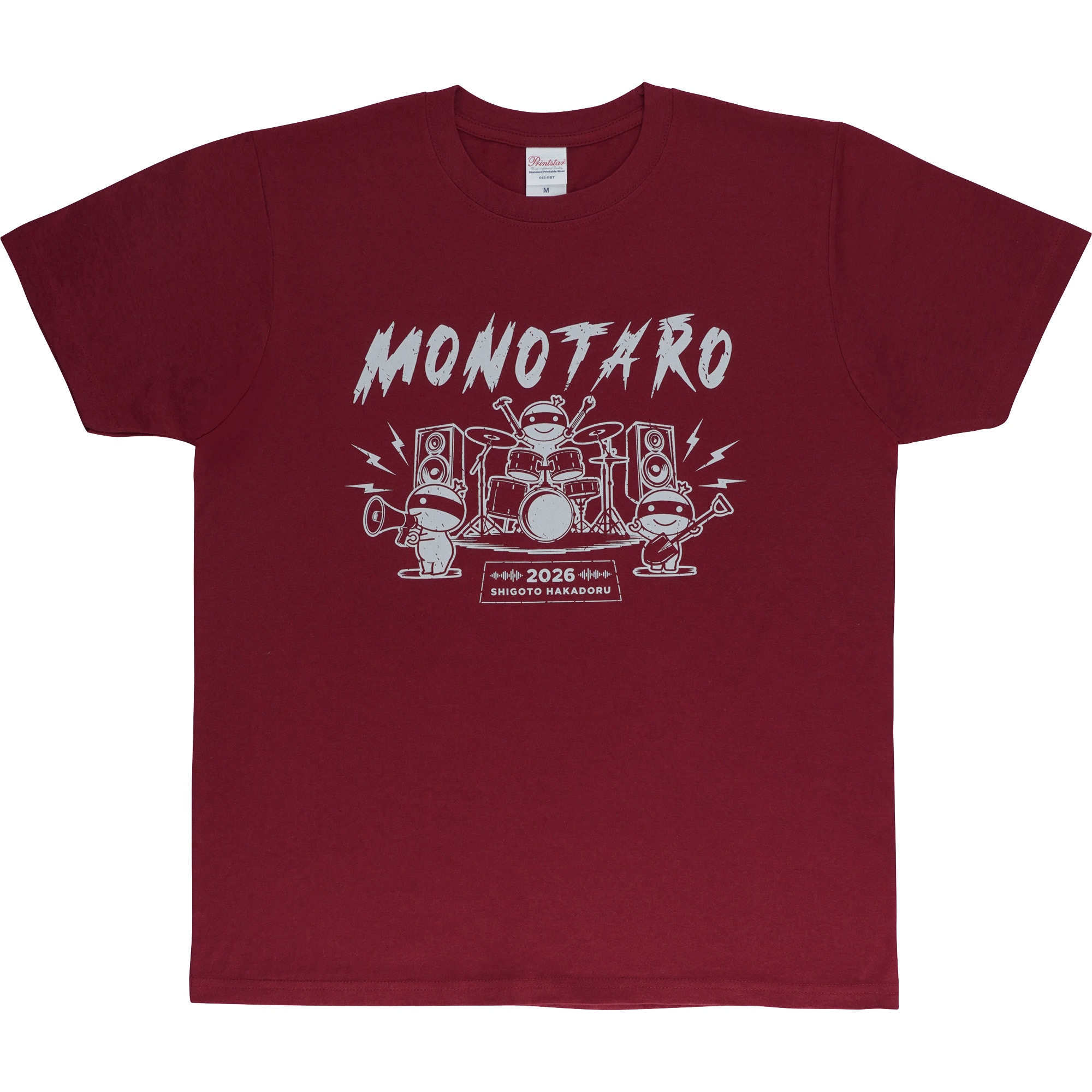 モノタロウTシャツ 2026 モノタロウ. 混率綿100% バーガンディ色