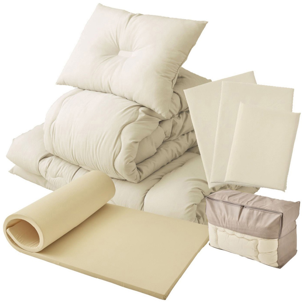 70850305 ほこりの出にくい布団セット 8点 AQUA[オフィス家具] ダブル