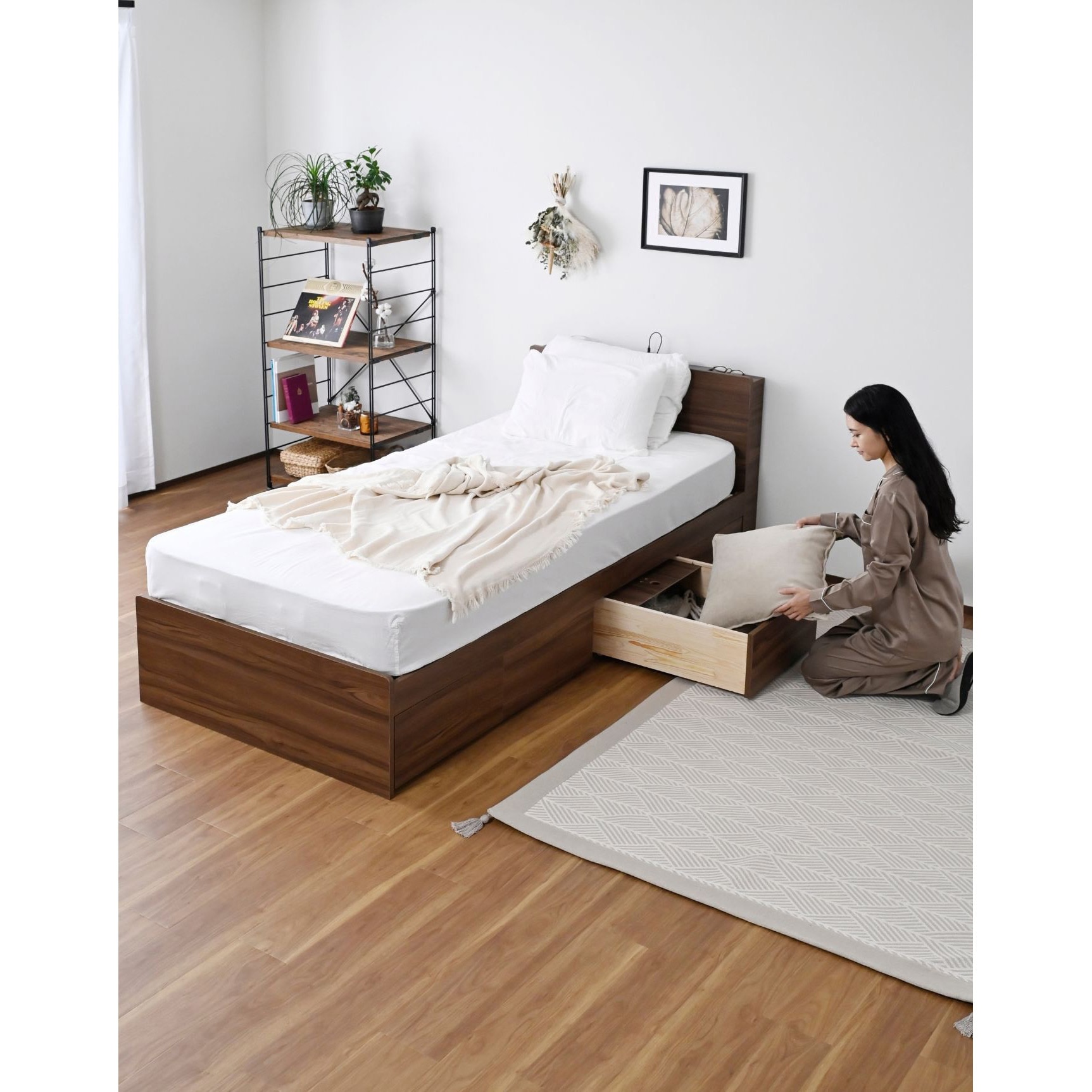 SDBD-S(WH) ベッド下 引き出し 2個組 深型 フタ付き キャスター付き