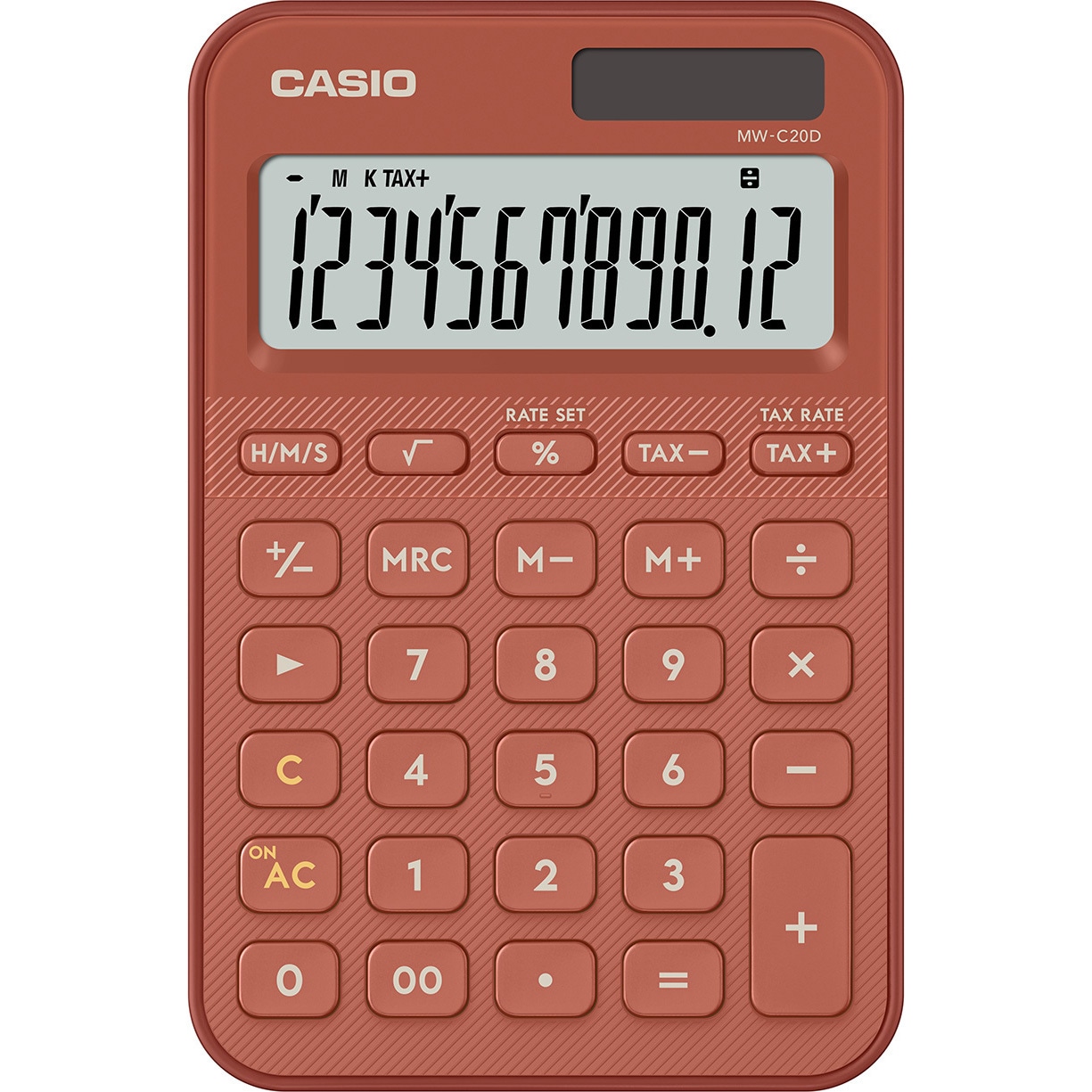 MW-C20D-RD-N カラフル電卓(ミニジャスト型) カシオ計算機 桁数12桁 
