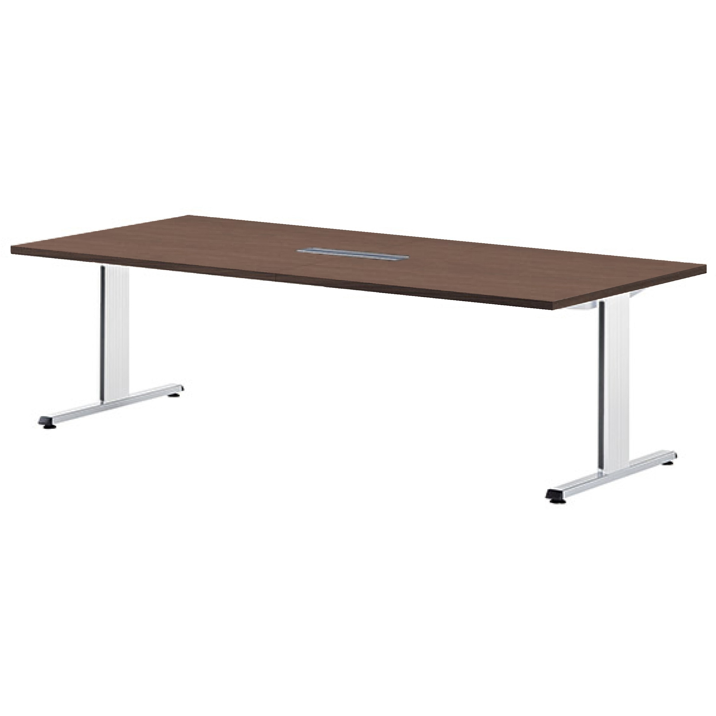 PRL-2412W-WN ミーティングテーブル ニシキ工業 ワイヤリングBOXタイプ 組立式 ウォールナット色 高さ720mm幅2400mm奥行1200mm  PRL-2412W-WN