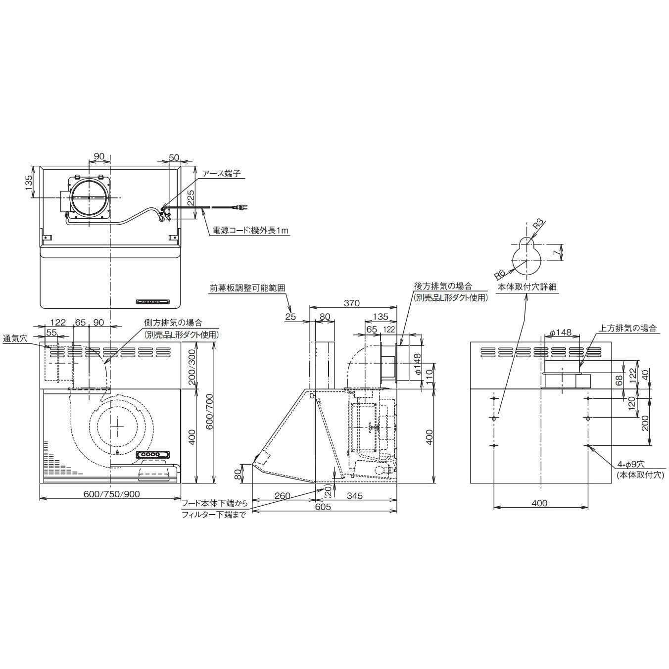 BDR-3HLD-7517SI レンジフード スタンダード BDRシリーズ 富士工業(FUJIOH) シロッコファン 間口750mm BDR-3HLD- 7517SI - 【通販モノタロウ】