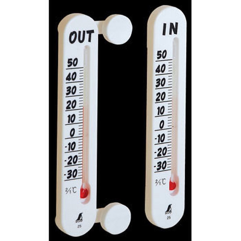 72957(校正証明:一般) 温度計 プチサーモ ツイン室内・室外 シンワ測定 マグネット式 1目盛2℃ 温度測定範囲-30～50℃ 一般校正 全長134mm