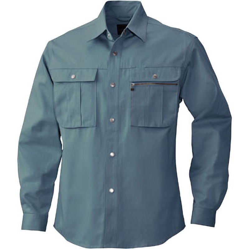 857 長袖シャツ 857 bigborn(ビッグボーン) 綿100% ミストブルー色 4L着丈83cm