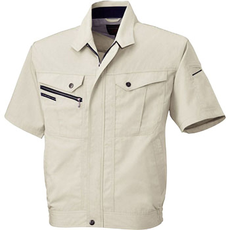 418 半袖ジャケット 418 bigborn(ビッグボーン) 混率(%):ポリエステル65・綿35 シルバーグレー×ネイビー色 5L着丈73cm