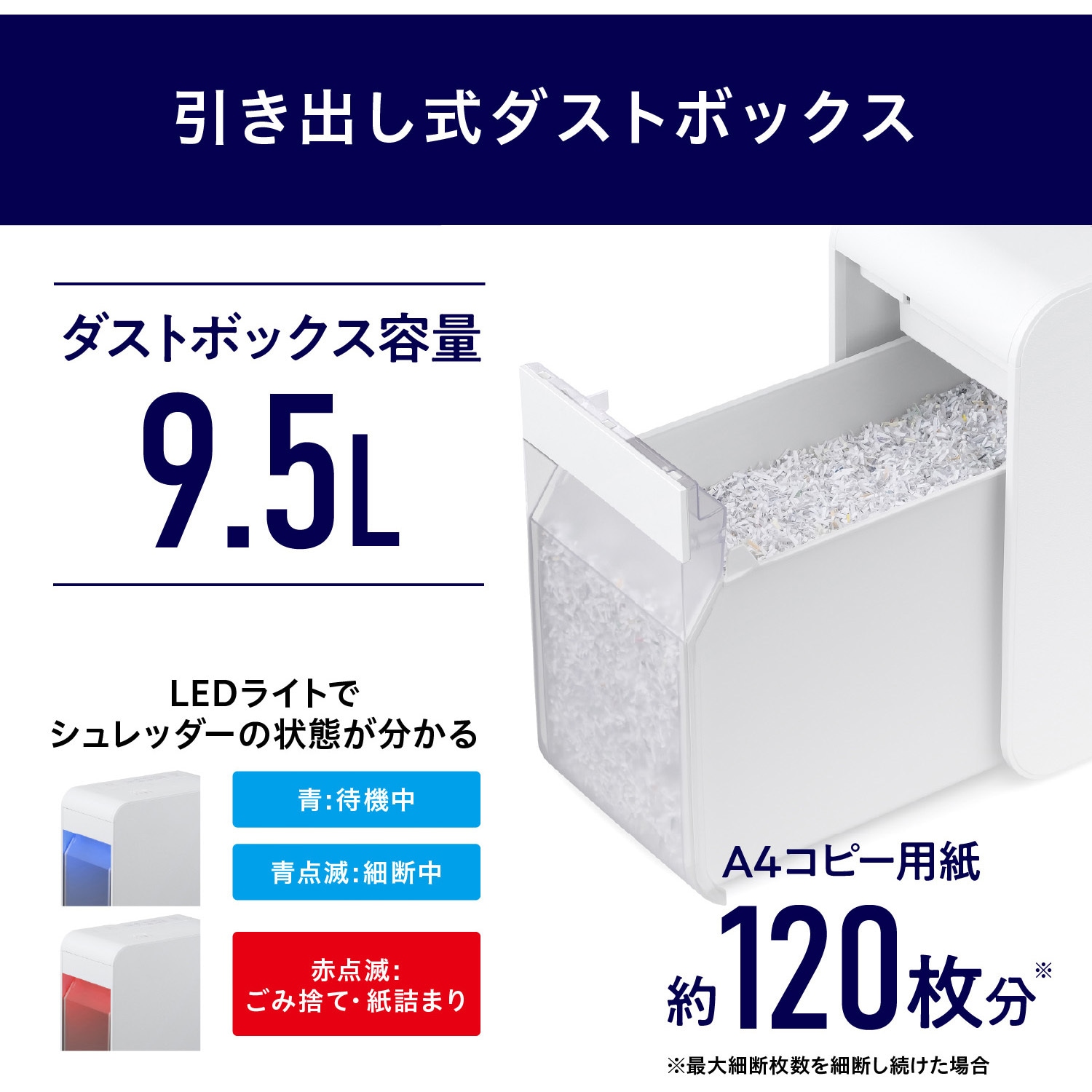 P4HM-35E-W パーソナルシュレッダー 超静音35dB アイリスオーヤマ