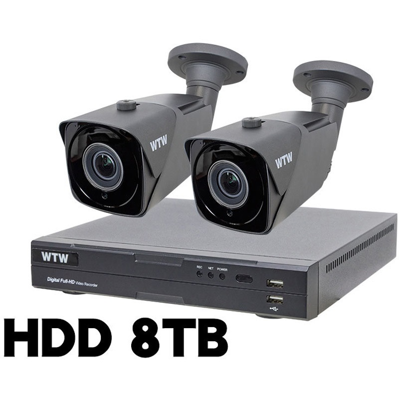 WTW-DEHP704Y2-8TB+WTW-EHR228YJ 2台 400万画素 EX-SDI 防犯カメラ カメラ+専用録画機セット 塚本無線 保証期間1年