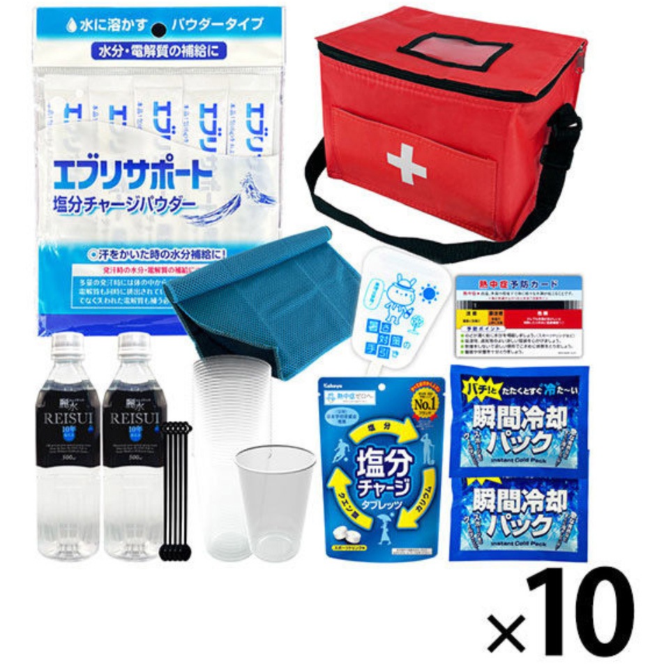 10003234RD 熱中症対策キット パウダー 25点 EVERSAFE レッド色 【通販