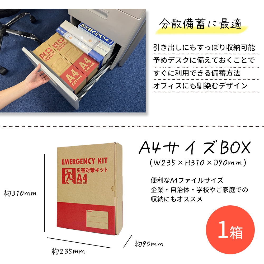 10002918OR A4防災セット 基本内容ボックス2 A4K2 EVERSAFE オレンジ色