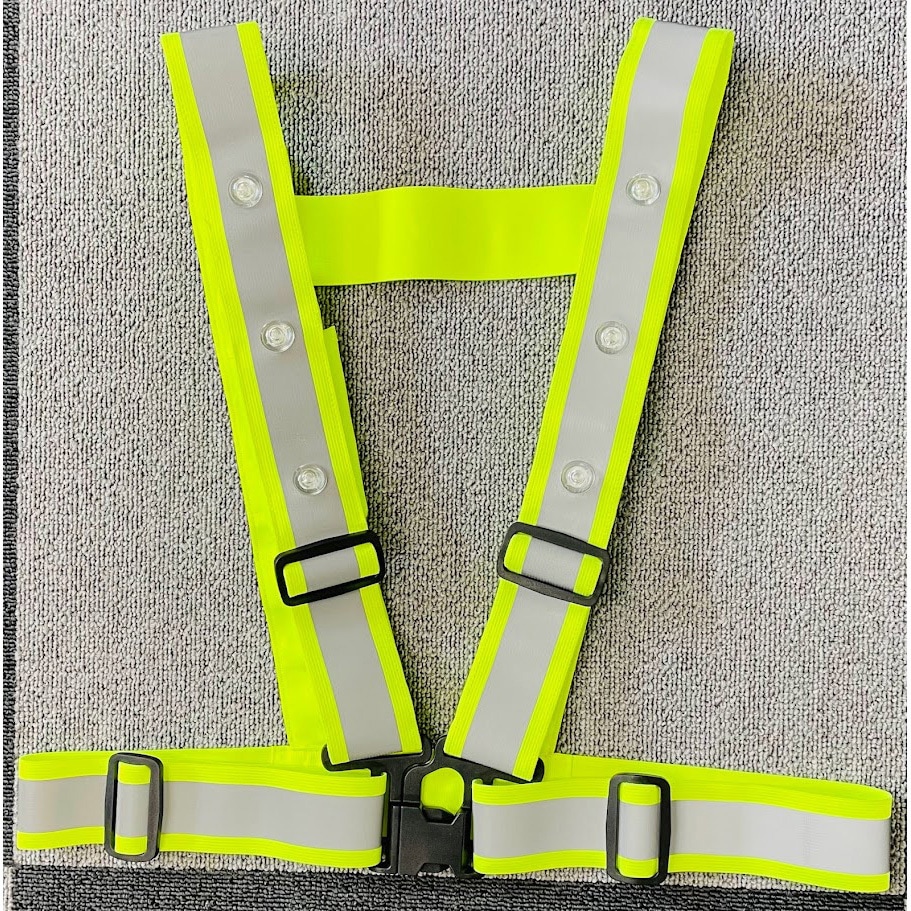LED-AB50-Y-G LED伸縮式安全ベスト 仙台銘板 蛍光イエロー色 LED-AB50