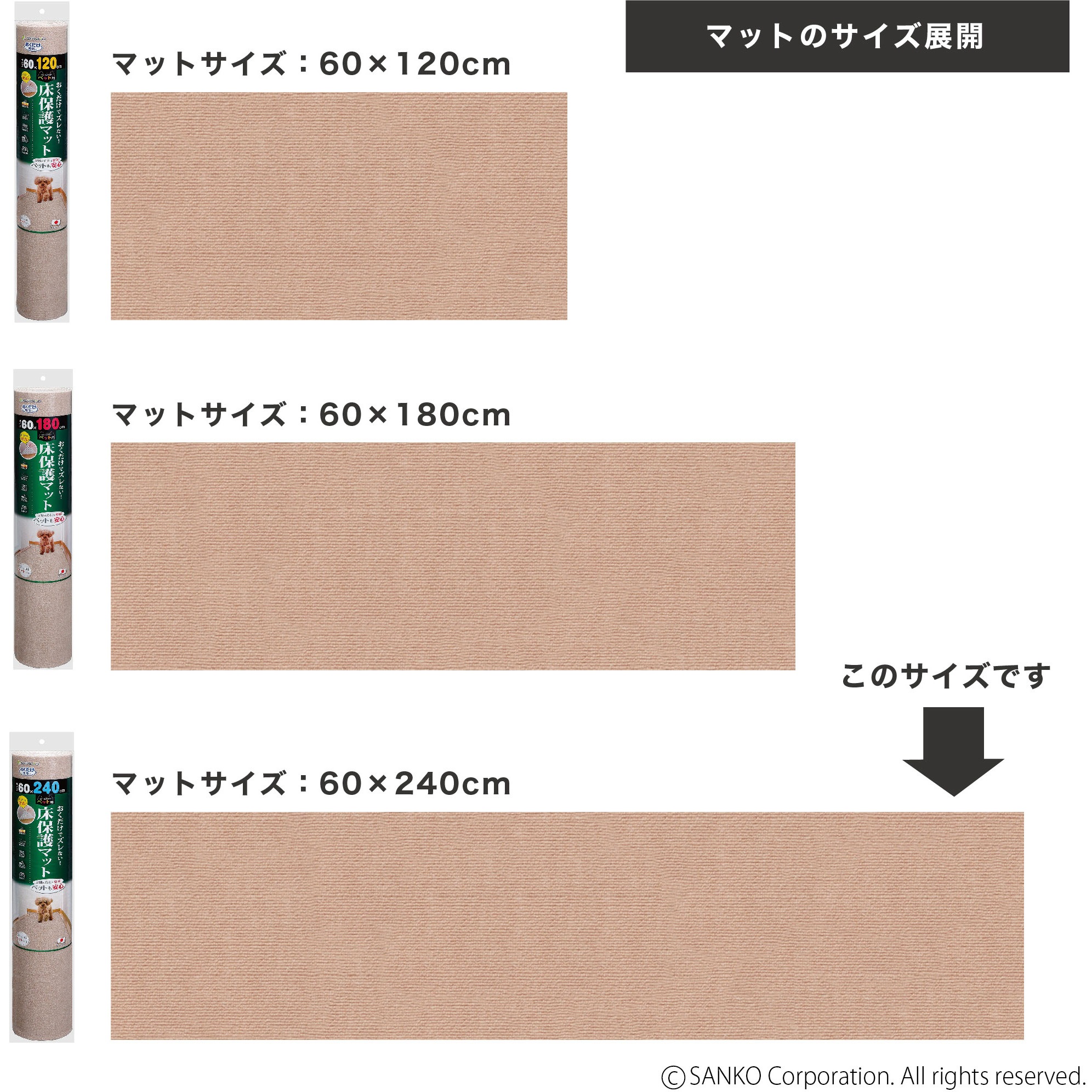 KM-59 ペット用床保護マット サンコー 寸法60×240cm 1枚 KM-59