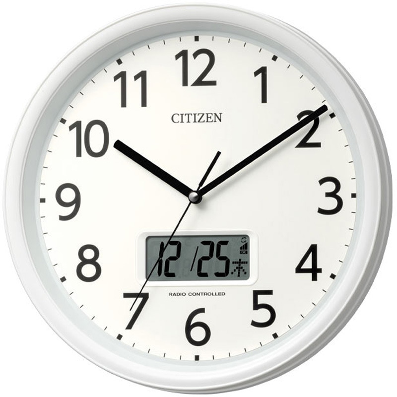 8FYA05-003 シチズン 温度湿度表示・カレンダー付電波掛け時計