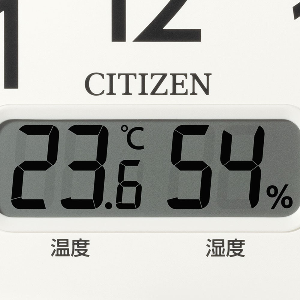 8FYA06-006 シチズン 温度湿度表示・カレンダー付電波掛け時計