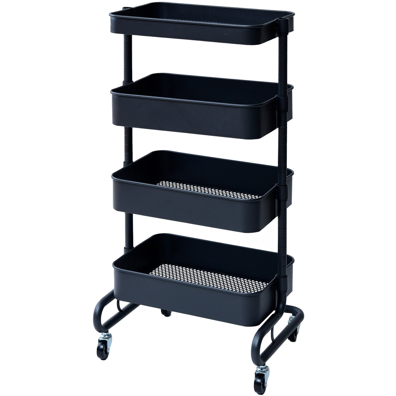 LBT-3+B+P(BK) バスケットトローリー 収納ワゴン キャスター付き