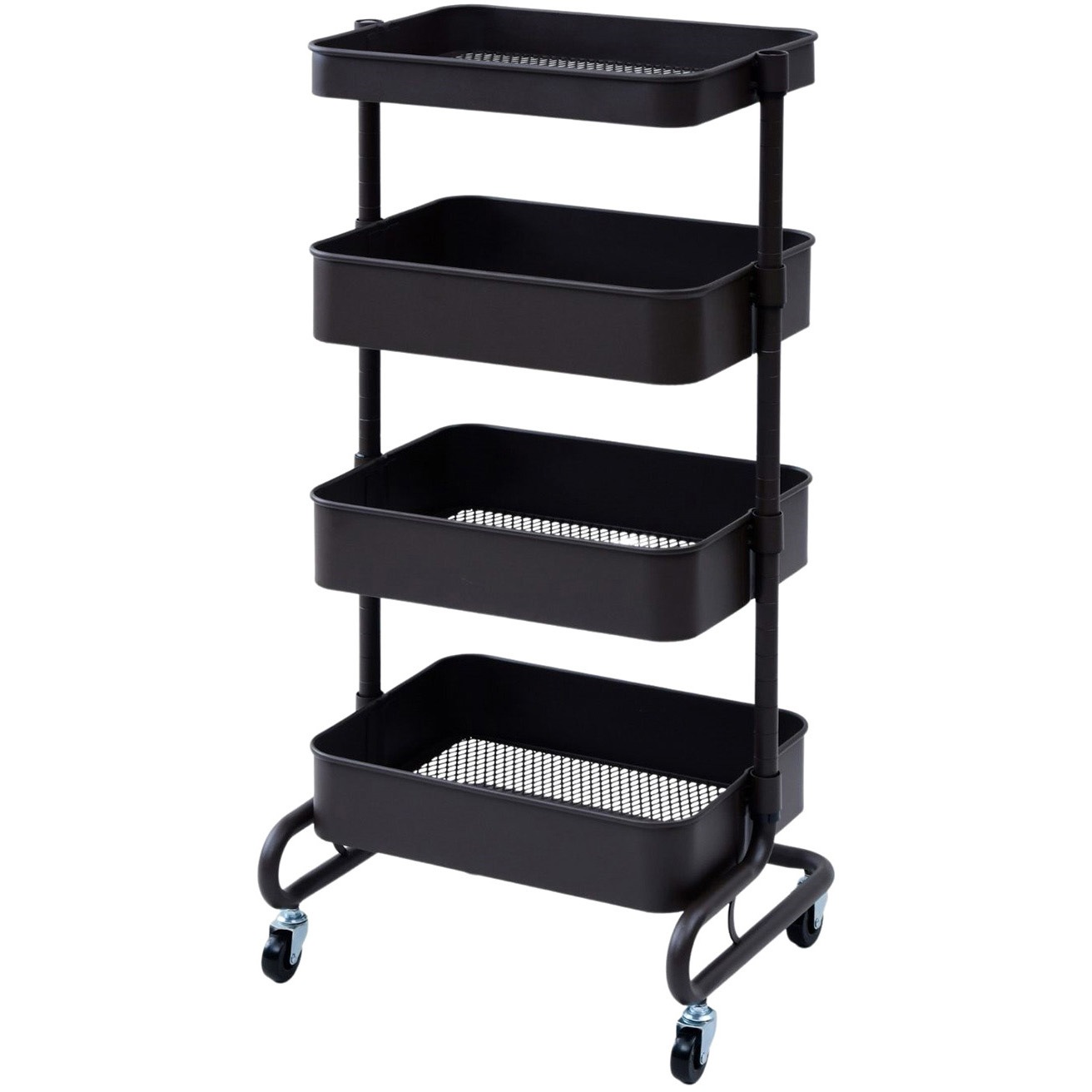 LBT-3+B+P(DBR) バスケットトローリー 収納ワゴン キャスター付き レギュラー/スリム YAMAZEN(山善) 4段 ダークブラウン色