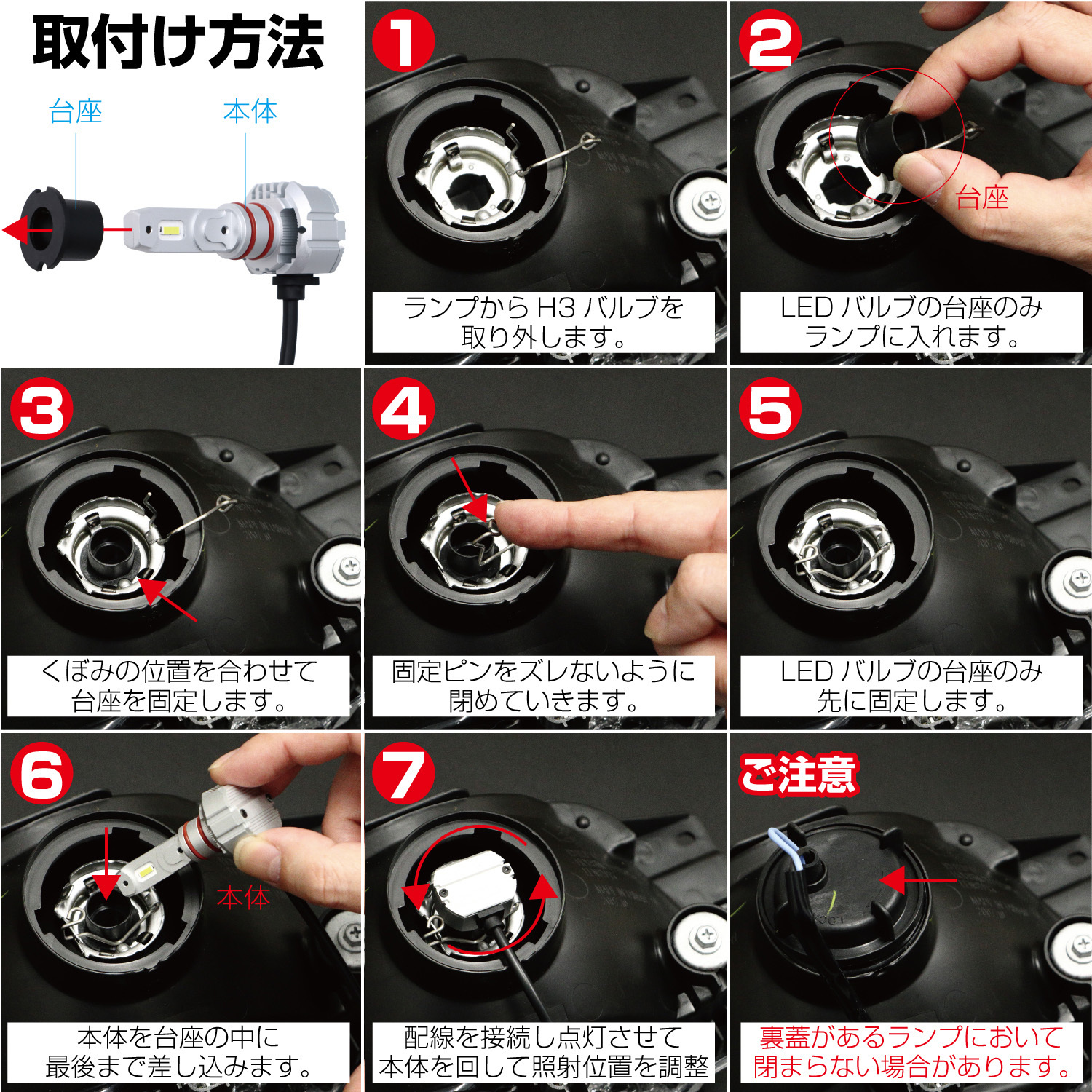 528529 LEDバルブ H3 10-60V 1セット JET INOUE(ジェットイノウエ