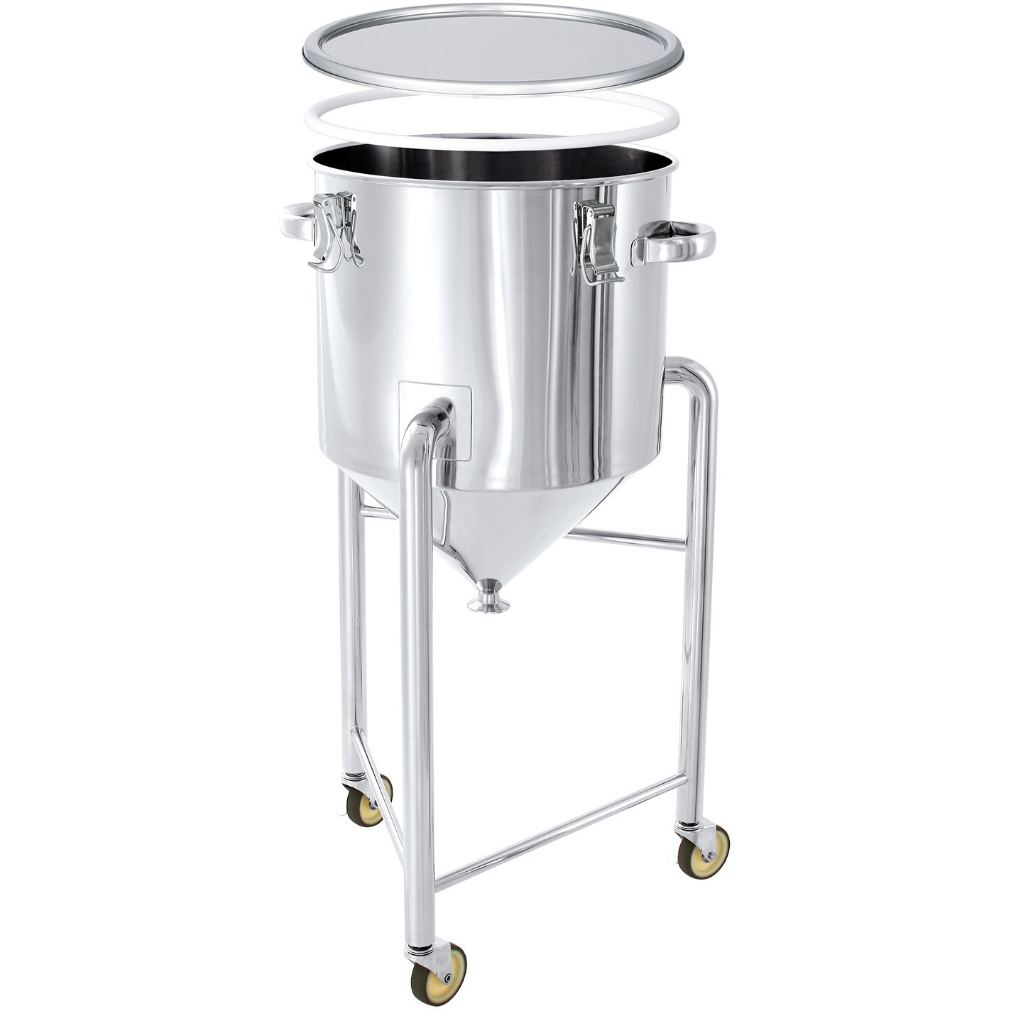 HT-CTH-L-PTFE-30 PTFEパッキン付ホッパー型ステンレス密閉容器 脚付 MONOVATE(旧:日東金属工業) 20L