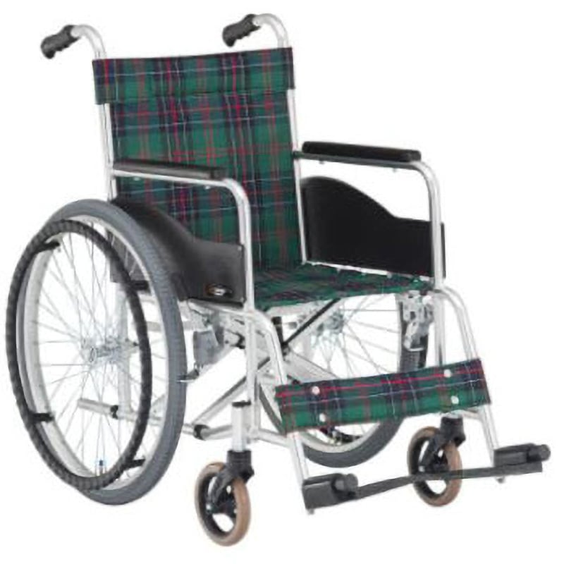 自走用車椅子 アルミ製 青チェック柄 チェック柄 自走用車椅子 アルミ製 自走用車椅子 アルミ製 青チェック