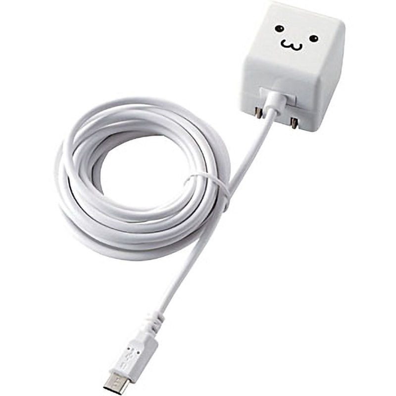 スマホ充電器 AC充電器 microB ケーブル一体型 1A出力 1年保証