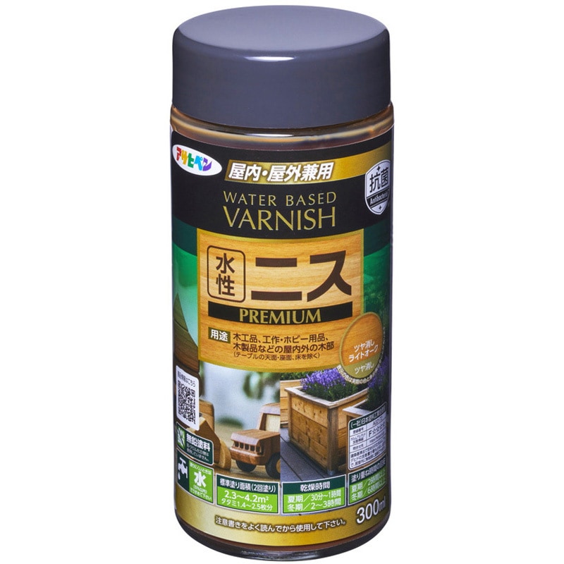 水性ニス PREMIUM アサヒペン ツヤ消しライトオーク色 1個(300mL