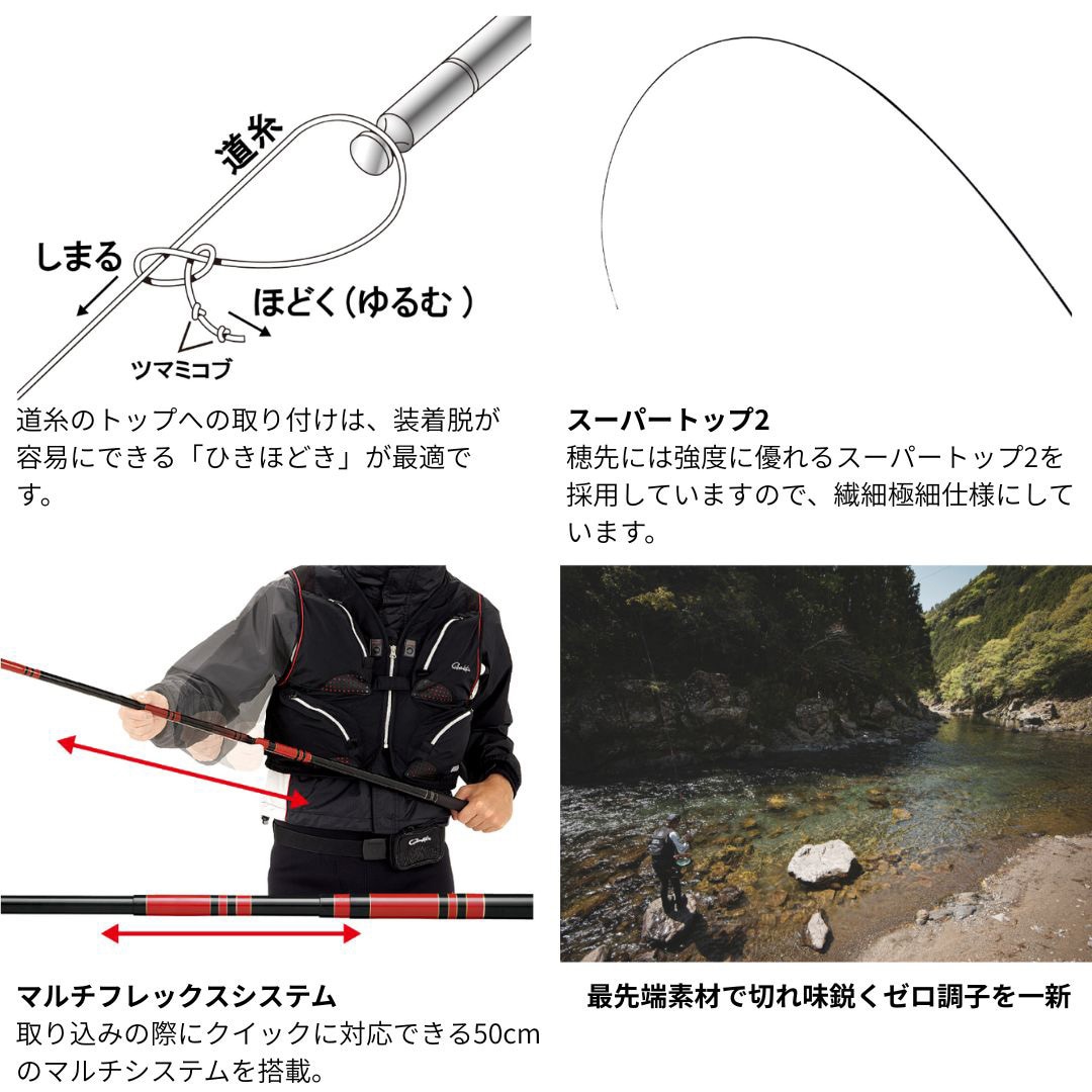 7.5m(785890) がま渓流 マルチフレックス 本流ゼロリーダー2 がまかつ