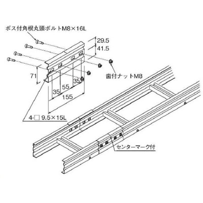 ZHP-1 スチール製 ケーブルラックパーツ 直線接続金具 カナフジ電工 1