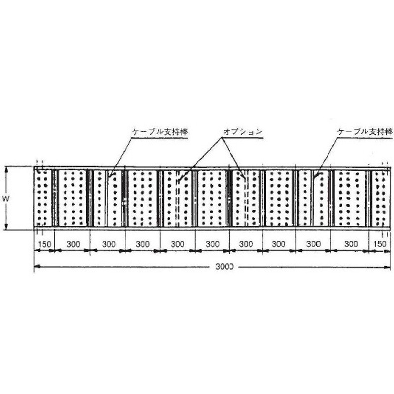 RHS-200P パンチング底板付きケーブルラック ストレート型ラック 1個