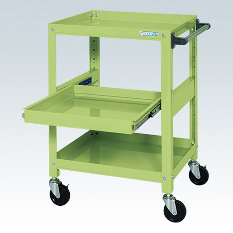 SAS-75883SRG スーパーワゴン(ゴム車/ねじ込み式キャスター/スライド棚