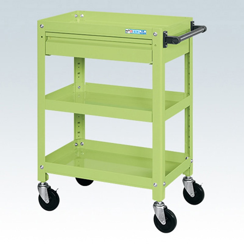 SAS-60883ARG スーパーワゴン(ゴム車/ねじ込み式キャスター/引出付