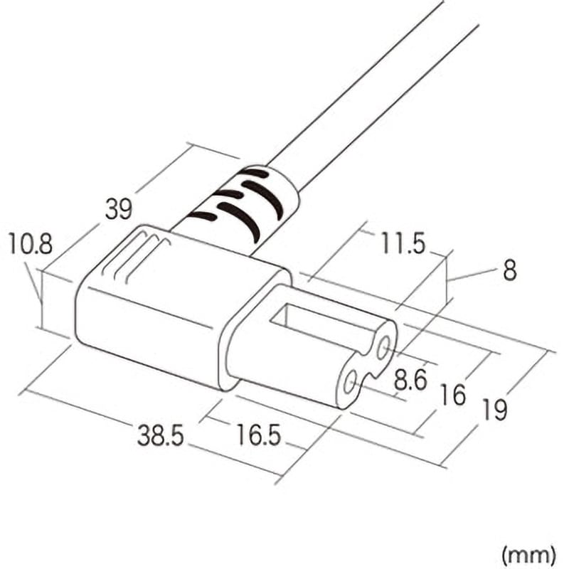 KB-DM2L-1 電源コード サンワサプライ プラグ形状2P KB-DM2L-1