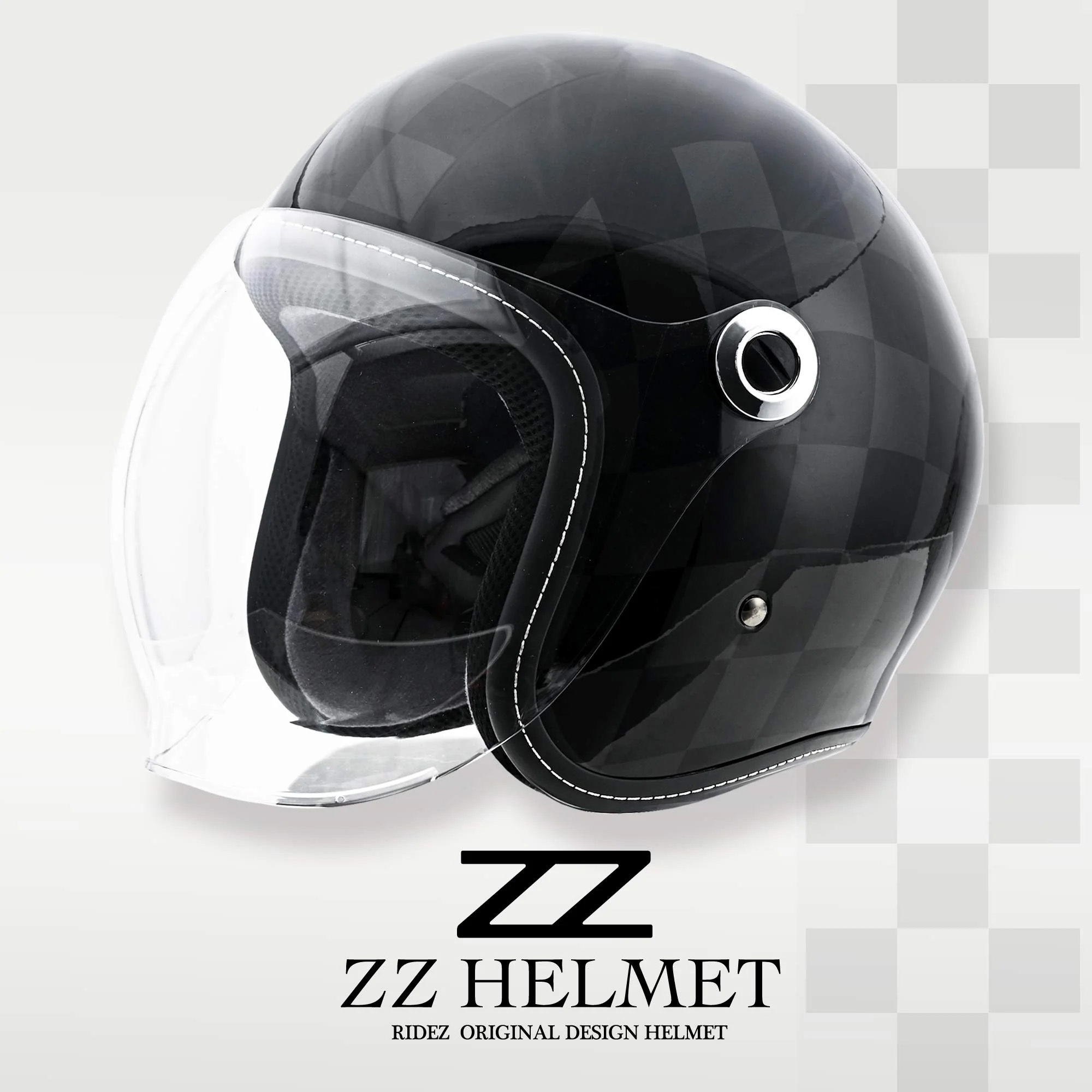ZZ-BLACK-L-XL RIDEZ ZZ HELMET バイク用ジェットヘルメット RIDEZ