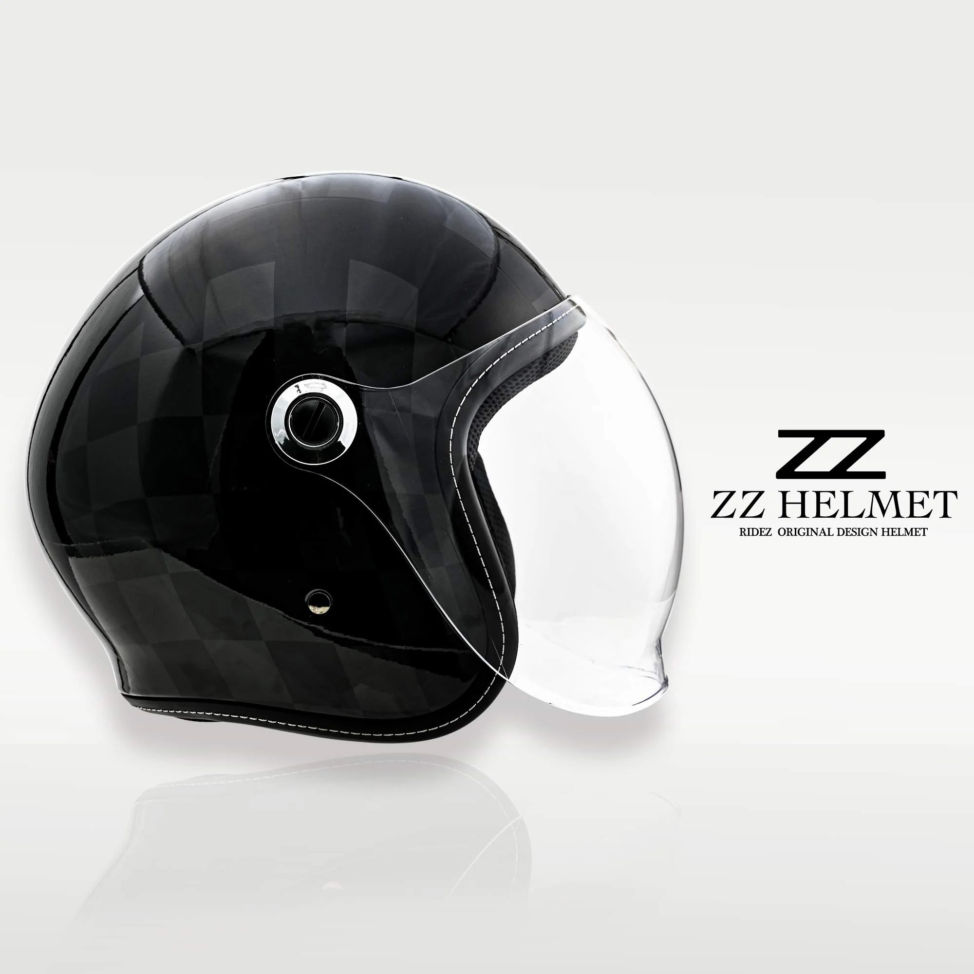 ZZ-BLACK-L-XL RIDEZ ZZ HELMET バイク用ジェットヘルメット RIDEZ