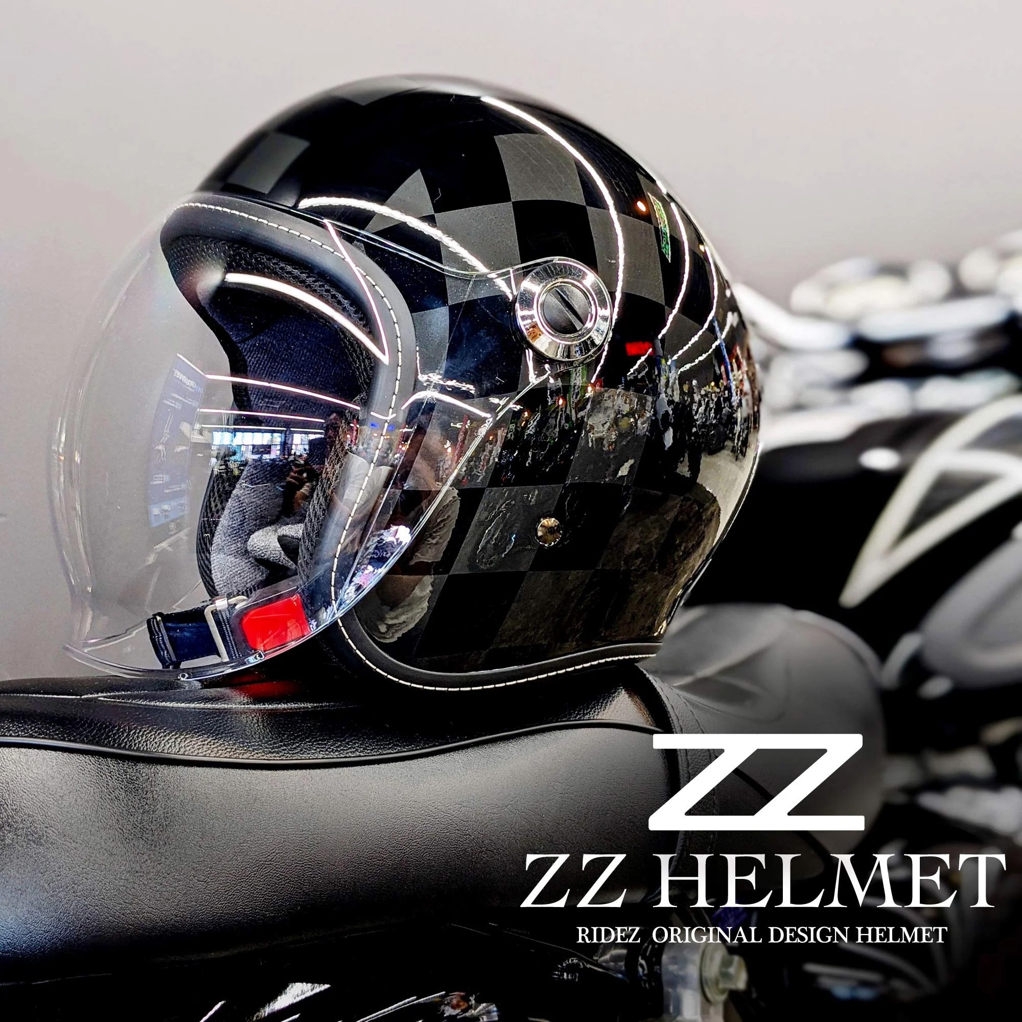 ZZ-BLACK-L-XL RIDEZ ZZ HELMET バイク用ジェットヘルメット RIDEZ
