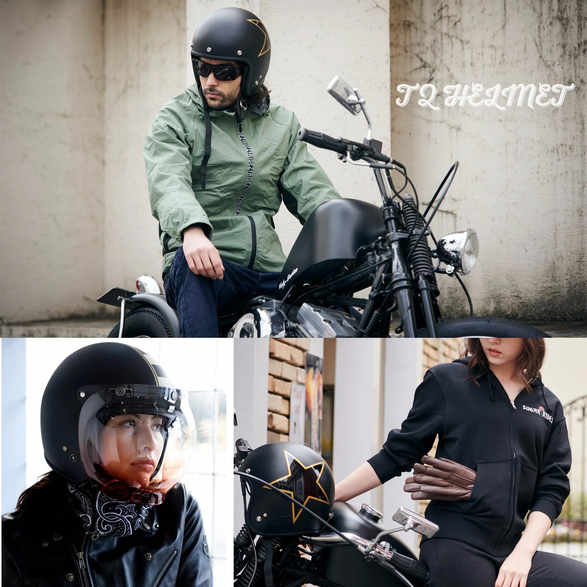 TQ-OW-M RIDEZ TQヘルメット 3サイズ バイク用ジェットヘルメット 1個