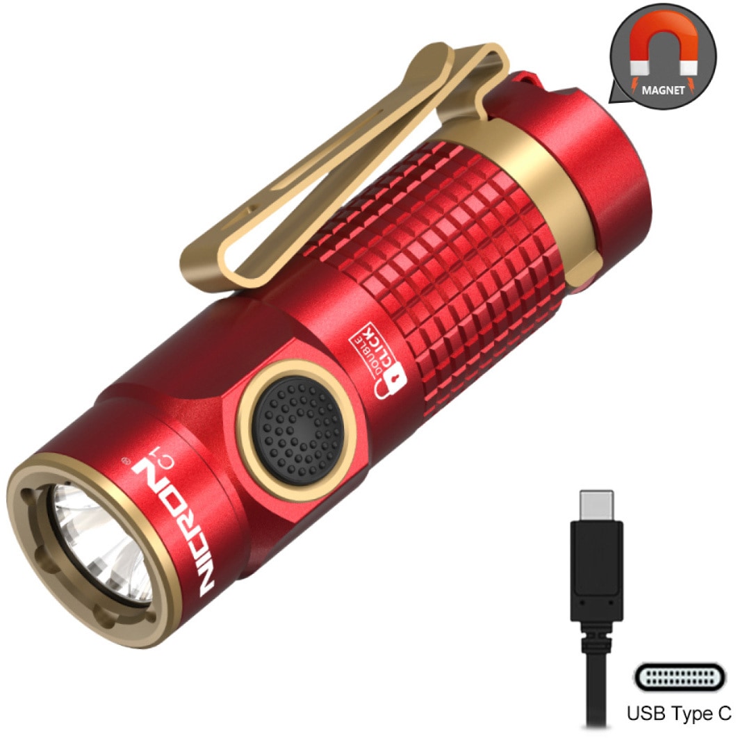 C1-R ポケットライト 1200LM Nicron(ニクロン) レッド色 C1-R 【通販