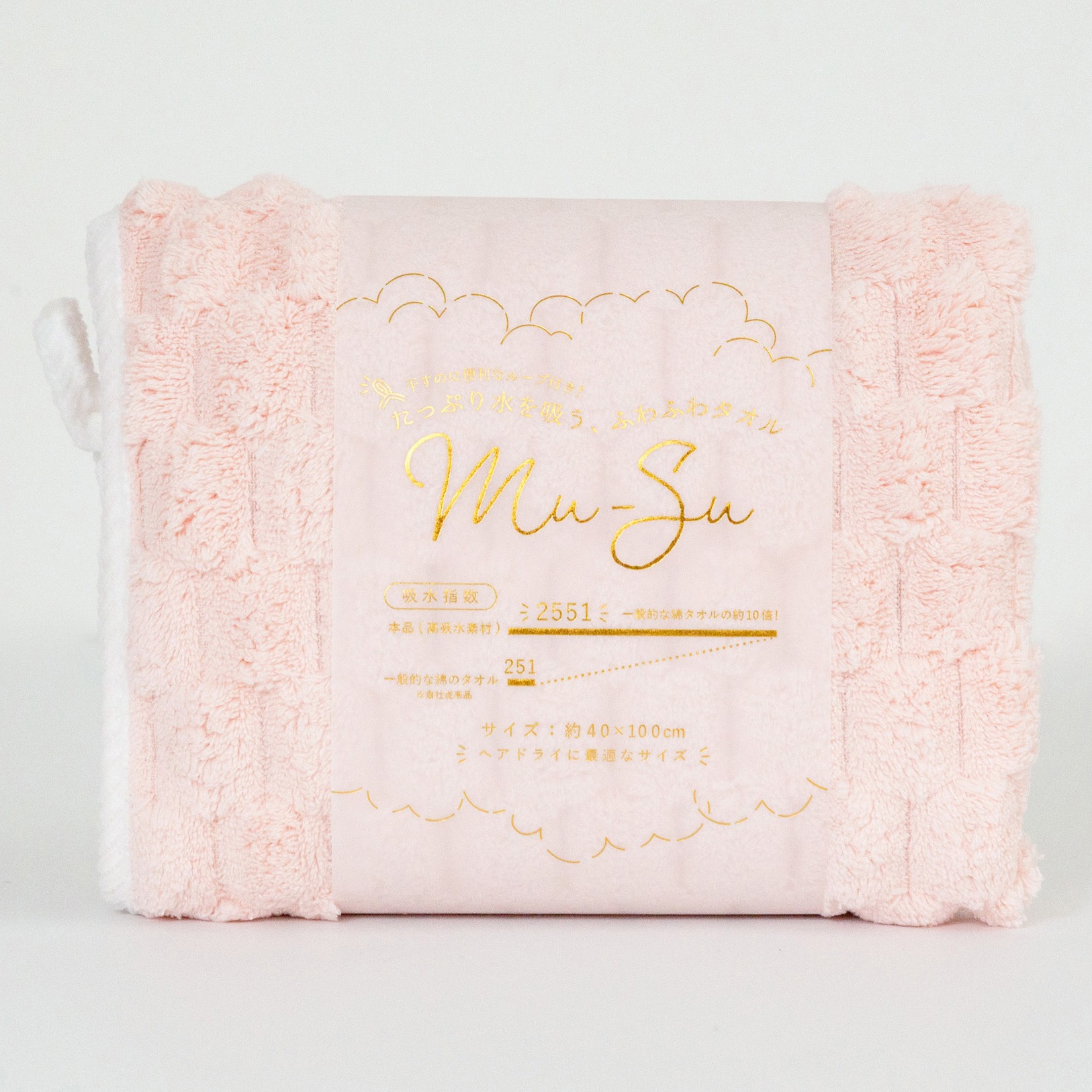 MUS-HDT-P Mu-Su ヘアドライタオル 本多タオル ピンク色 1枚 MUS-HDT-P