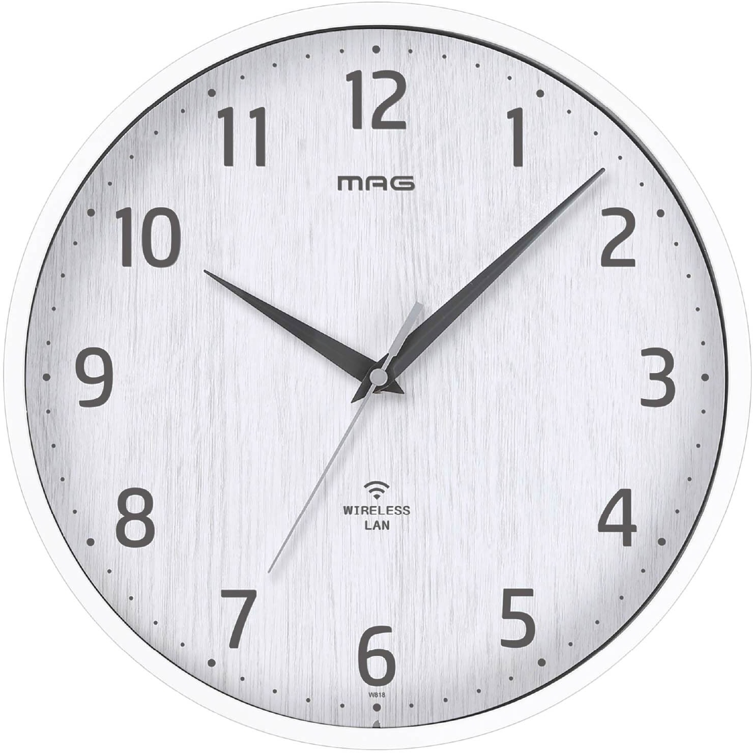 W818WHZ 無線LAN掛時計 MAG(ノア精密) ホワイト(木目調)色 W818WHZ