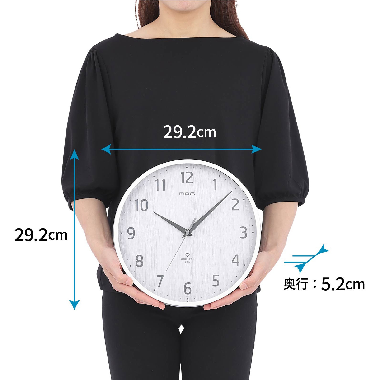 W818WHZ 無線LAN掛時計 MAG(ノア精密) ホワイト(木目調)色 W818WHZ